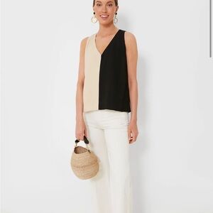 NWT Tuckernuck Pomander Place TAN AND BLACK SALLIE TANK / XXL